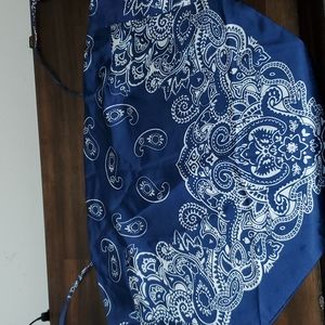 NWT NAVY BLUE BANDANA TIE BACK TOP SMALL / MED
